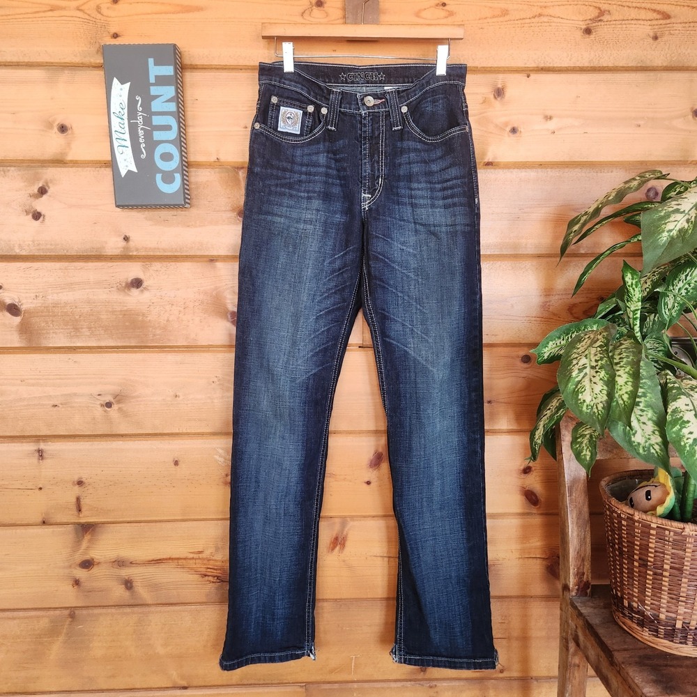 Cinch Ian Jean Dark Wash Western Relaxed Straight Stretch Denim MB92834030 Sz 29